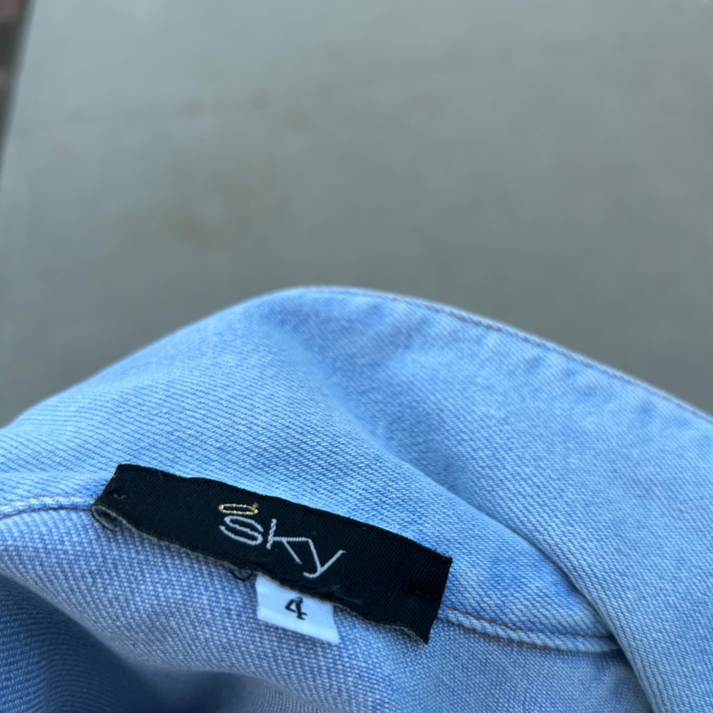 Sky Light Blue Denim Jacket Women Size 4 - Picture 5 of 9